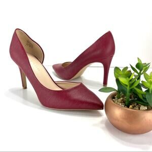 Kelly & Katie Driella Red D'Orsay Pumps Size 8.5 Faux Leather Stiletto Heel New